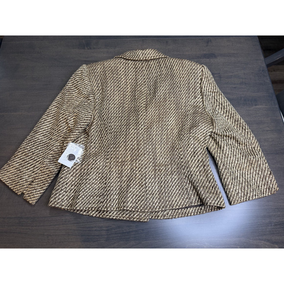 Worthington Women's Blazer Jacket Size 12 Brown/Cream Plaid Business Career NWT - Picture 2 of 4
